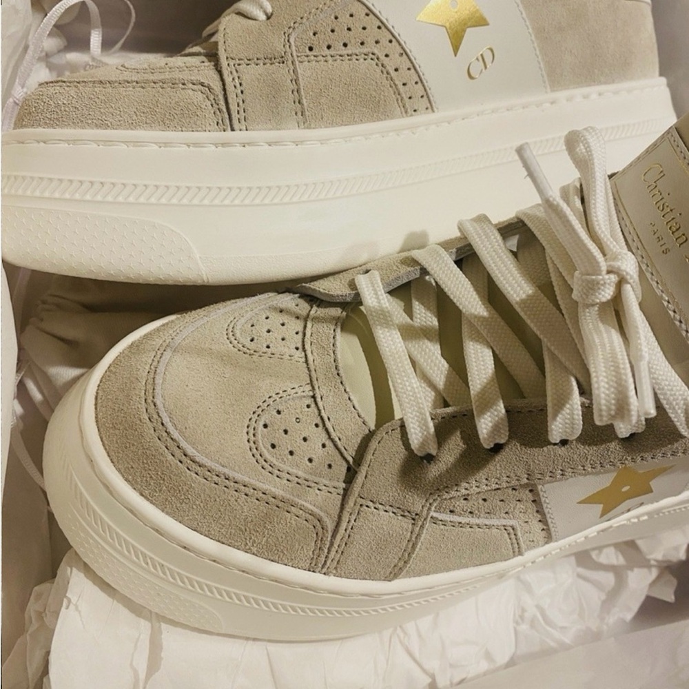 Dior Star Platform Sneakers Light Beige Suede Calfskin Leather - Picture 4 of 16